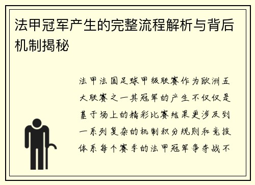 法甲冠军产生的完整流程解析与背后机制揭秘